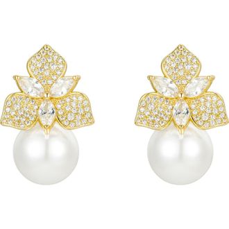 Untamed Petals Sophie Pearl Drop Earrings in Gold at Nordstrom