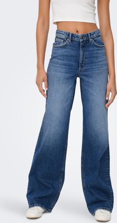 Only High-waist-Jeans ONLY ONLJUICY HW WIDE LEG DOT330 DNM NOOS, Damen, Gr. 29, L&auml;nge 32, dunkelblau denim, Denim/Jeans, Obermaterial: 99% Baumwolle, 1% El