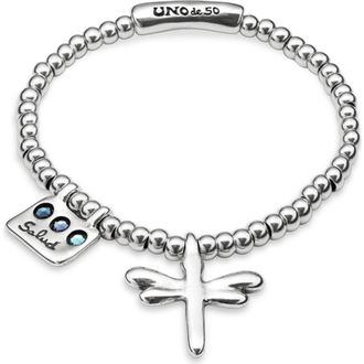 UNOde50 Dragonfly Strech Bracelet in Silver at Nordstrom, Size Large