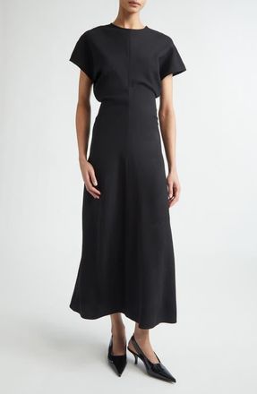 Toteme Slouch Waist Wool Dress in Black at Nordstrom, Size 2 Us