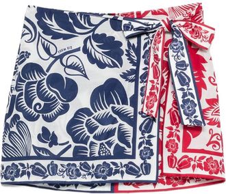 Farm Rio Floral-print Tie Skirt