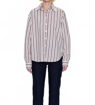 Pistola Denim Finlay Oversized Button Up Shirt In Claret Stripe