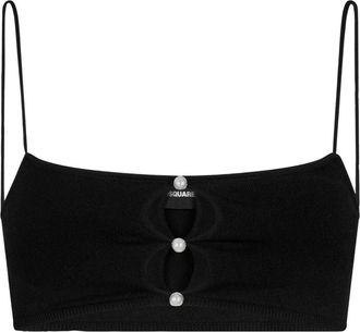Dsquared2 fine-knit cutout crop top - women - Rayon/Polyester - S - Black
