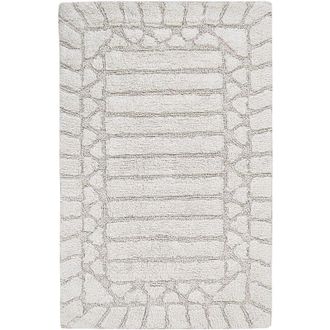 Beliani Alfombrilla De Ba&ntilde;o Moderna De Algod&oacute;n Forma Rectangular 60 X 90 Cm Patr&oacute;n Decorativo Accesorios De Ba&ntilde;o Beige Tekke