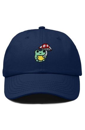 Dalix Mushroom Frog Embroidered Hat in Navy Blue at Nordstrom
