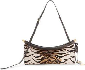 Alaia Medium Le Click Tiger Print Genuine Calf Hair East/West Shoulder Bag in Naturel at Nordstrom