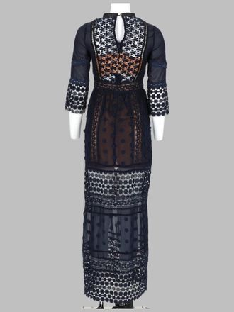 NJ Couture Lace-Trimmed Dress - Blue