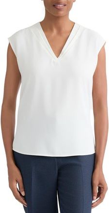 Kasper Pleated V-Neck Top in Vanilla Ice at Nordstrom, Size X-Small