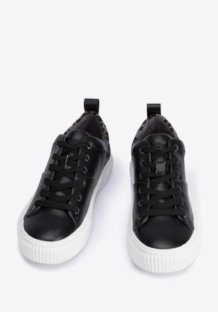 Wittchen Dames Leren Sneakers met Luipaardpatroon Zwart Natuurlijk Leer