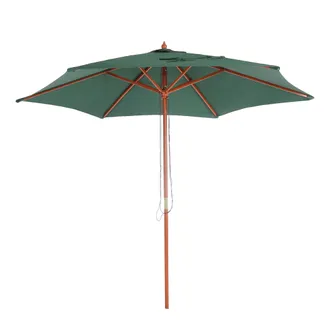 Hhg Nunca Usado] Sombrilla Florida, Sombrilla De Jard&iacute;n Sombrilla De Mercado, &Oslash; 3m Poli&eacute;ster/madera, Verde Oliva