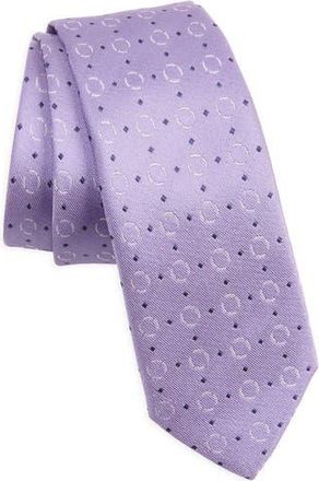 BOSS Geometric Pattern Silk Tie in Open Prple at Nordstrom Rack