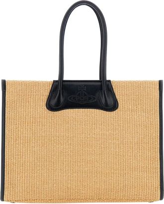 Vivienne Westwood Troy Tote Bag - Dames - Shoppers - Beige - ONE Size - Katoen - Tassen