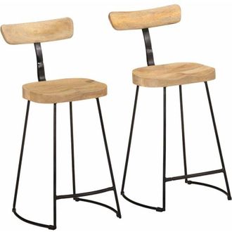 vidaXL Taburetes De Barra 2 Uds 49x43x88 Cm Madera Maciza De Mango Vidaxl