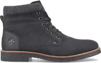 Rieker Zwarte zwarte casual enkellaarsjes - Heren - Veterlaarzen - Zwart - 45 EU - Wol - Schoenen