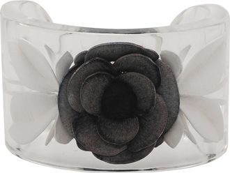 Chanel Pre-owned Womens Lucite Camellia Cuff Bracelet - White - One Size
