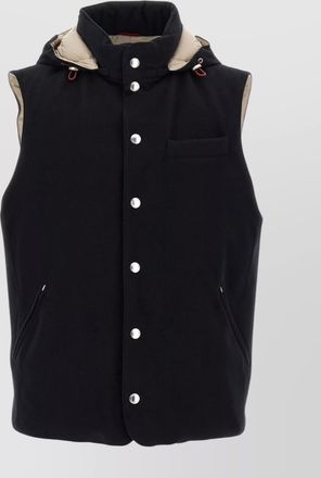 Brunello Cucinelli wool vest with padded chest and hood