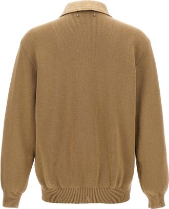 Golden Goose Mens Beige Cowhide Leather Jacket Clothing