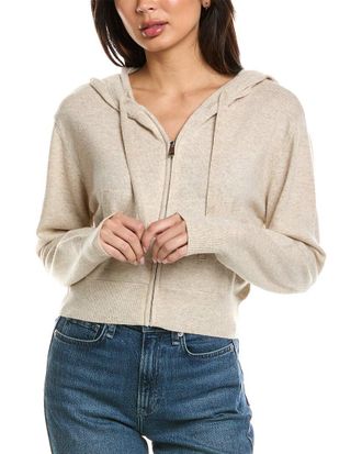 Brodie Cropped Zip Up Wool & Cashmere-Blend Hoodie