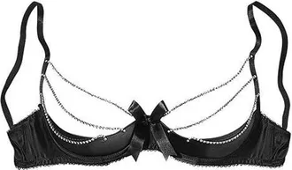 Lascana Sexy Chain Bow Shelf Bra in Black at Nordstrom, Size 42C