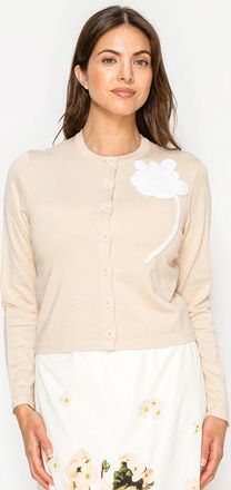 YAL New York Soft everyday knit cardigan with floral detail