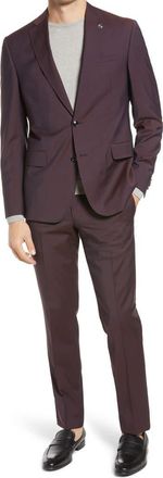 Ted Baker Roger Extra Trim Fit Solid Wool Suit in Burgundy at Nordstrom Rack, Size 38S