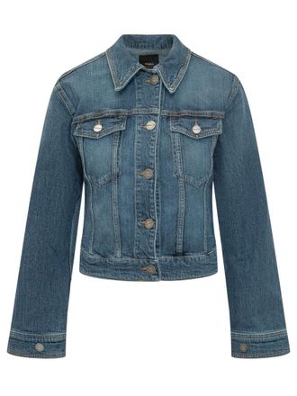 Pinko Blue Solid Shirt Collar Jacket
