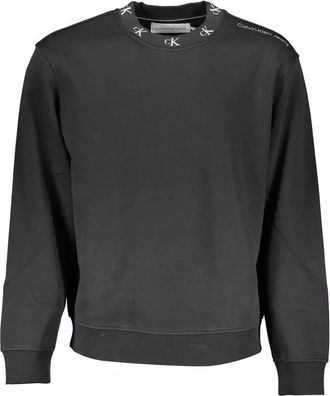 Calvin Klein Mens Ck Logo Crew Neck Sweatshirt J30j300316 - Black Cotton - Size X-Large