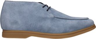 Eleventy Light Blue Leather Ankle Mens Boots
