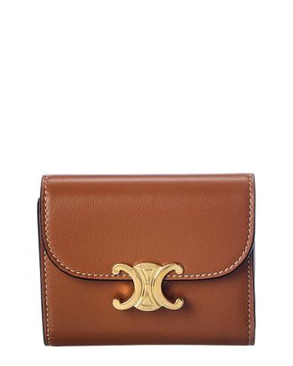 Celine Celine Triomphe Small Compact Leather Wallet