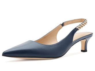 Michael Kors Marcia Kitten Sling Pumps Womens Shoes Dress Blues : 7.5 M, Leather