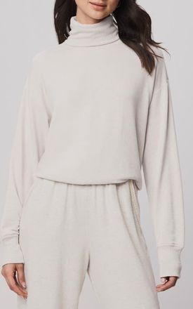 Splendid Supersoft Trim Turtleneck Sweater in Pale Oak Heather White at Nordstrom, Size X-Small