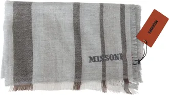 Missoni Mens Multicolor Striped Wool Unisex Neck Wrap Scarf