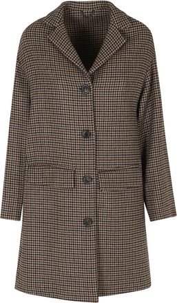 Kiltie Paul Beige Houndstooth Virgin Wool Coat