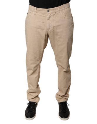 Dolce & Gabbana Mens Beige Cotton Mid Waist Skinny Denim Jeans Clothing