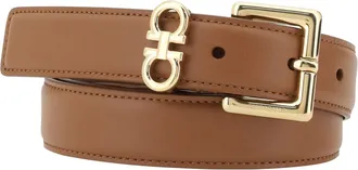 Ferragamo Womens Leather Belt Gancini Mocha Bisque Calf (bos Taurus)