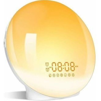 OEM Radio Despertador Con Luz Led, L&aacute;mpara De Noche Con Luz, 20 Niveles De Brillo, Simulador De Amanecer Y Atardecer, 2 Alarmas, 7 Sonidos Naturales, Func