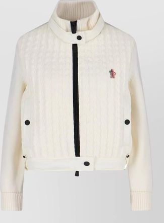 Moncler crewneck jacket quilted texture ribbed cuffs