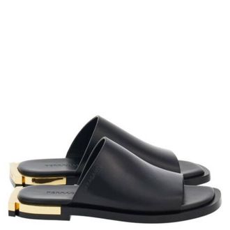 Ferragamo Aline Nappa Leather Slide Sandals, Size 7 C