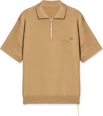 Fortela Laight 3/4 Zip Short Sleeve Polo in Camel at Nordstrom, Size Xx-Large Eu