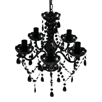 vidaXL Vidaxl Lampadario In Cristallo Con 5 Lampadine Nero