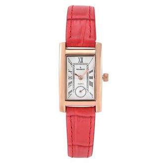 Peugeot Vintage Tank Remote Sweep Leather Watch- 20x35MM in Red at Nordstrom