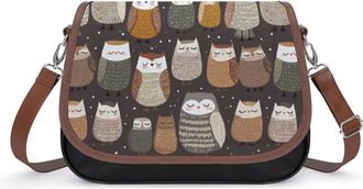 Generic Cute Owls Pattern Small Womens Crossbody Bags Shoulder Handbag with Adjustable Strap for Travel