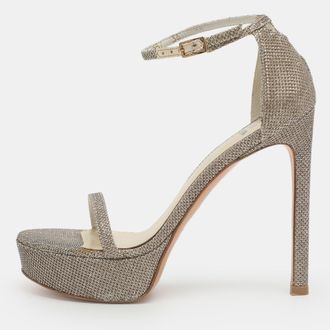 Stuart Weitzman Size 36 Metallic Glitter Ankle Strap Sandals