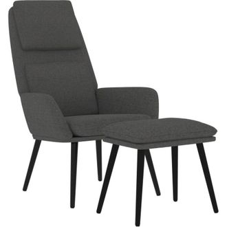 vidaXL Sill&oacute;n De Relax Con Taburete Tela Gris Oscuro Vidaxl