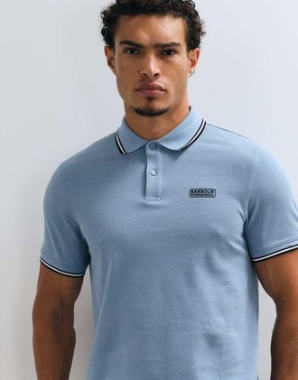 Barbour Evan polo a maniche corte con colletto a contrasto in azzurro-Blu