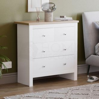 Home Discount Home Discount - Arlington 4 Drawer Chest of Drawers Bedroom Storage Furniture, White