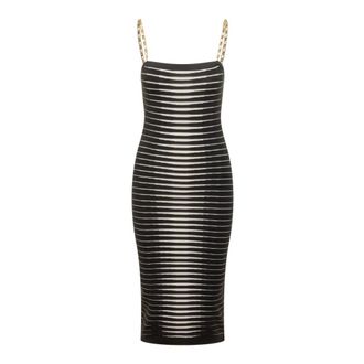 Elisabetta Franchi Knit Dress with Jacquard Zebra - female - Elisabetta Franchi - Midi Dresses - Black - S - Dresses