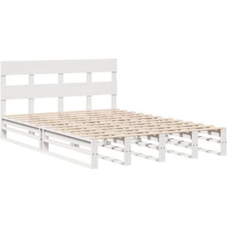 vidaXL Estructura De Cama Sin Colch&oacute;n Madera De Pino Blanco 135x190 Cm Vidaxl