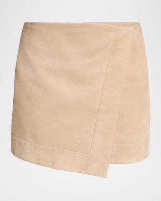 Balmain Asymmetric Suede Mini Skirt