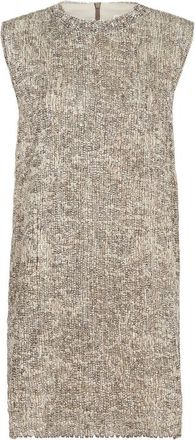 Brunello Cucinelli Dazzling Craquel&eacute; Embroidery Dress In Mohair And Wool